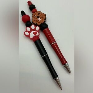 HANDMADE DOG LOVERS SET OF 2 LABRADOODLE AND HEART PAW PENS